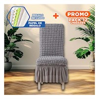 Pack12 Protector Elastica Color Plomo para Silla con Relieve Geometrico Cuadrado Y+Papel Regalo